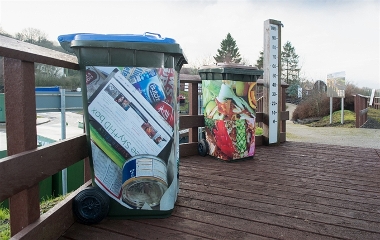 Recycle section: Kerbside Recycling Scheme wheelie bins.