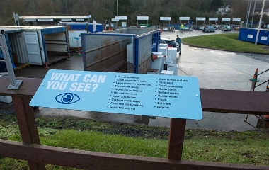 Viewing platform over Friarton Recycling Centre. What materials can you bring to a Recycling Centre?