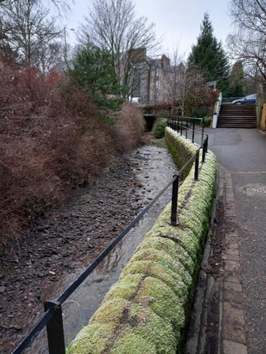 The Craigie Burn in Perth prior to sediment removal works in March 2024