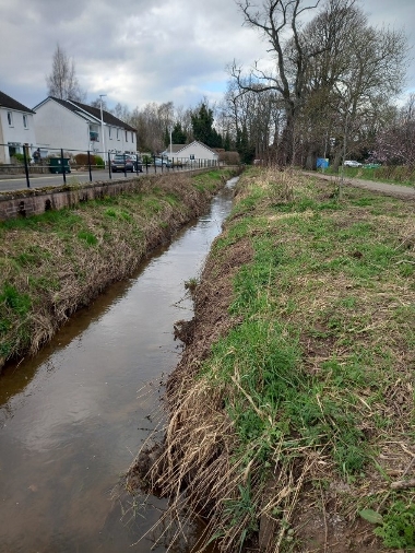 The Craigie Burn in Perth after sediment removal works in March 2024