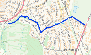 Map of the watercourse inspection route on the Craigie Burn in Perth