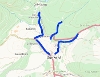 Map showing the route of the Sawmill Burn and Spoutswell Burn watercourse inspections