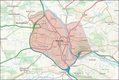 Diagram showing the extents of Perth's Air Quality Management Area (AQMA)